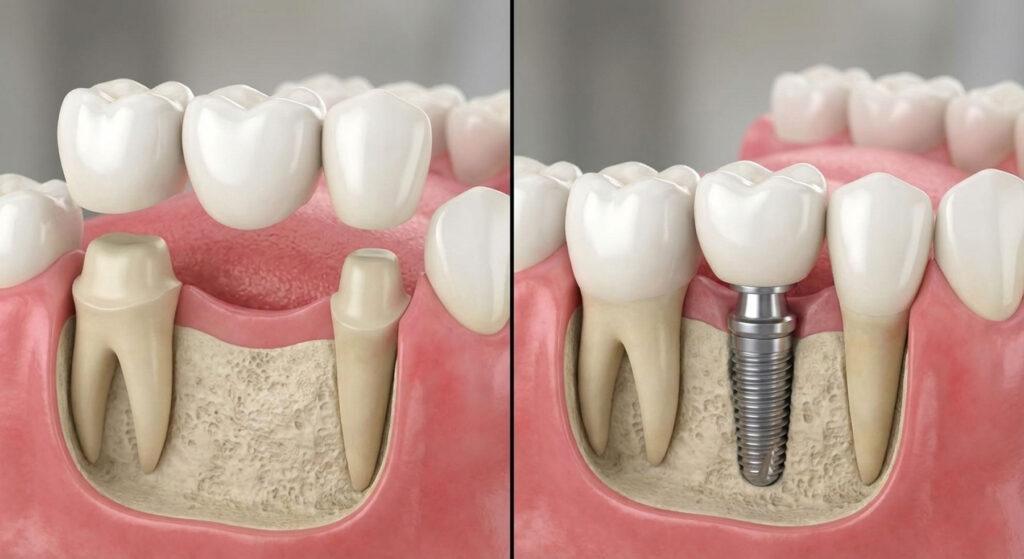 dental bridge on a dental implant replacement