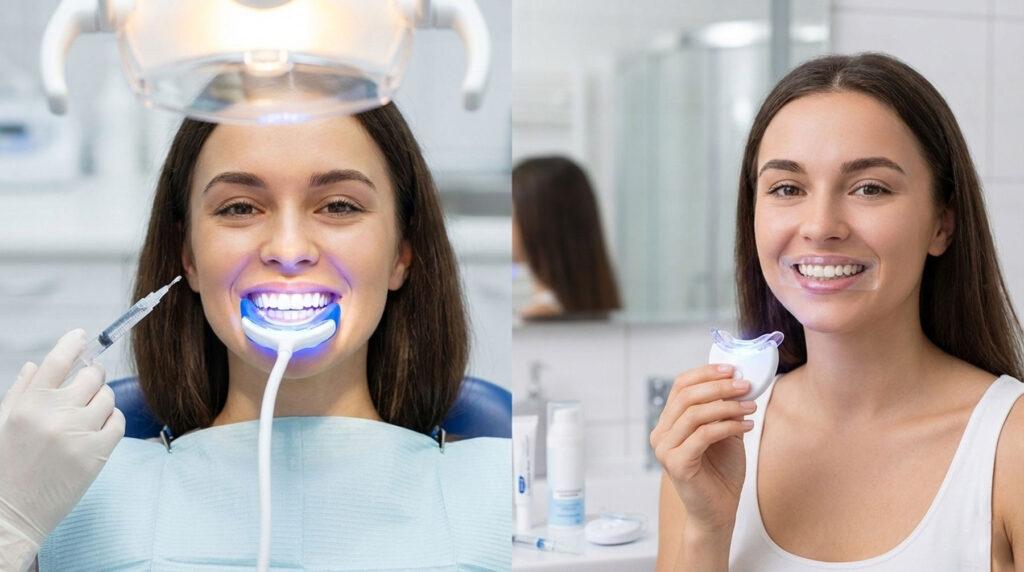dentist teeth whitening vs at home comparison