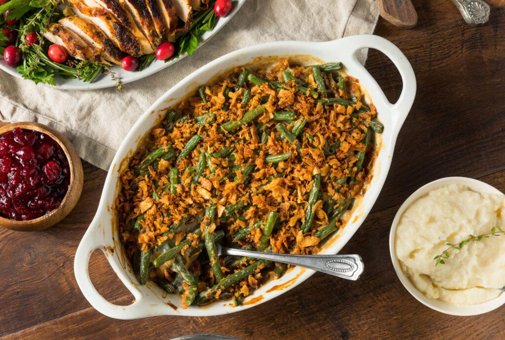 green bean casserole stuck between teeth floss pick