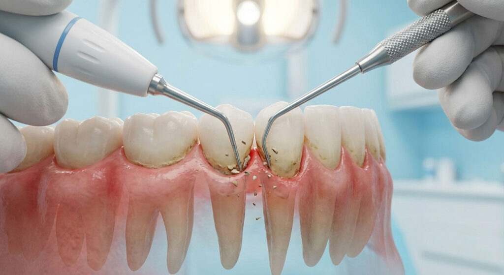 dental deep cleaning scaling and root planing below gumline