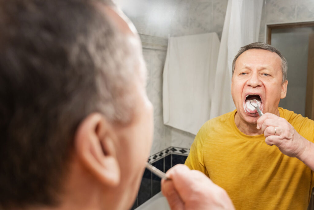 brushing gently with  tongue cleaner after root canal