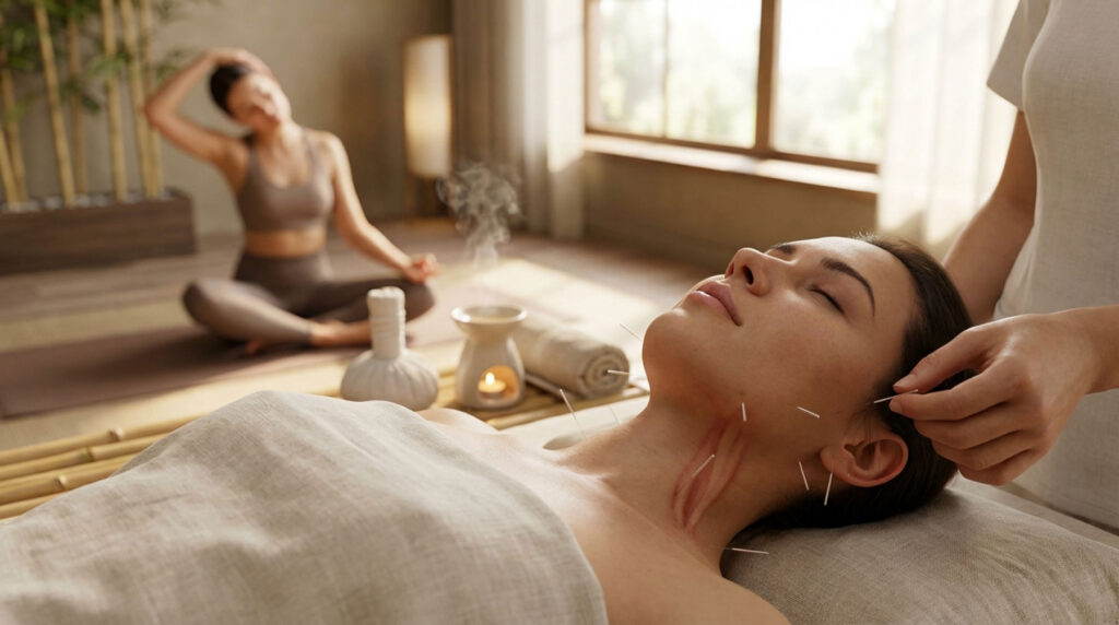 Physical therapy session demonstrating TMJ massage for muscle tension approaches
