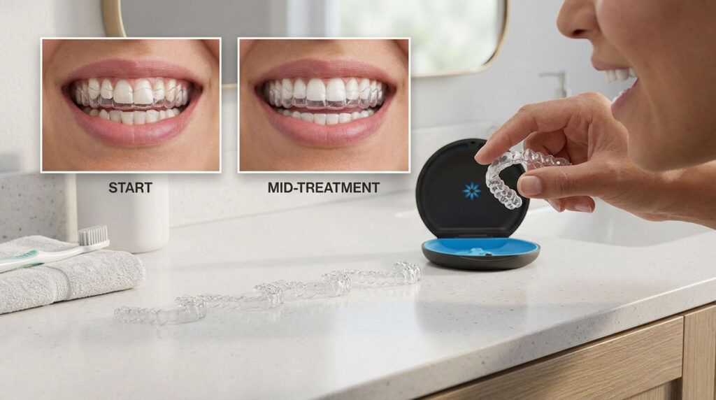 Regular orthodontic check-up to monitor Invisalign aligner progress