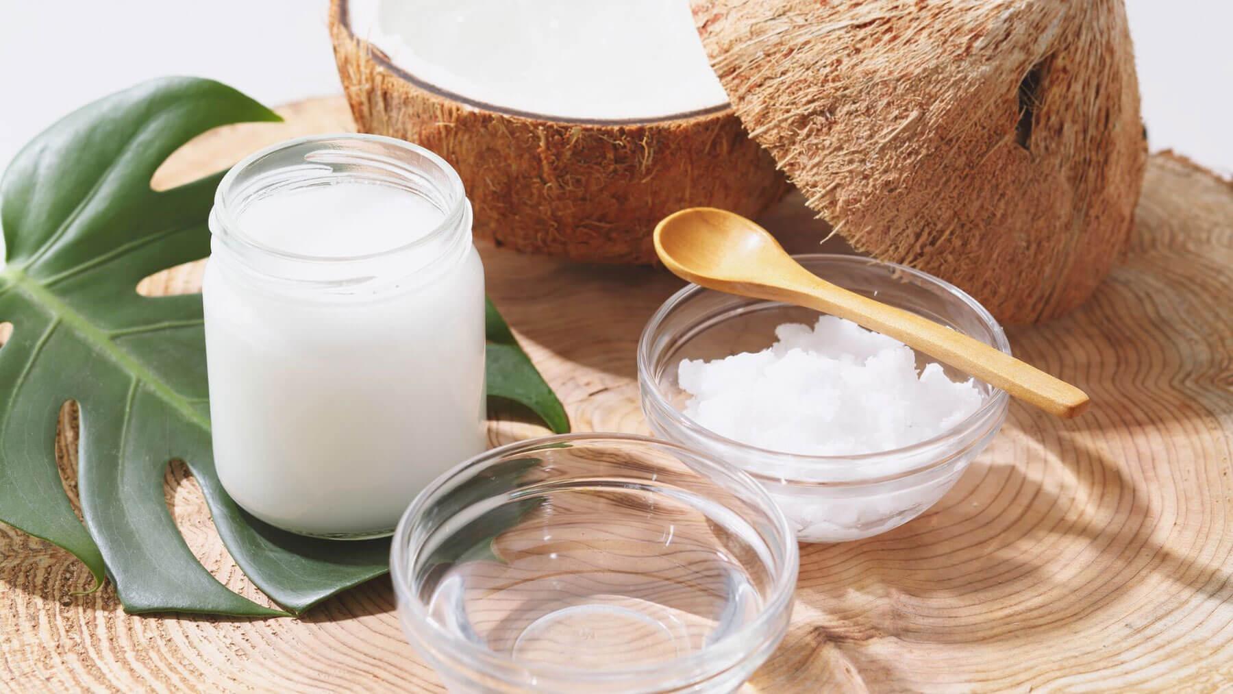 Coconut oil and spoon —oil pulling for oral hygiene
